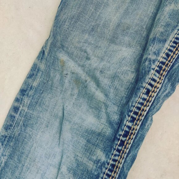 Mens Rock Revival JAMES Straight Jeans Leather Inserts Flap Pockets 30x28 - Picture 3 of 16